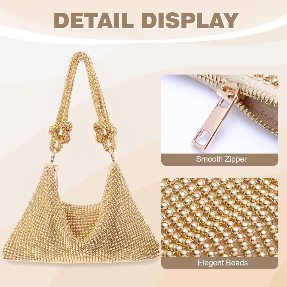 Women’s Rhinestone Clutch Purse Evening Bag Mini Compact Phone Wallet - Picture 6 of 7